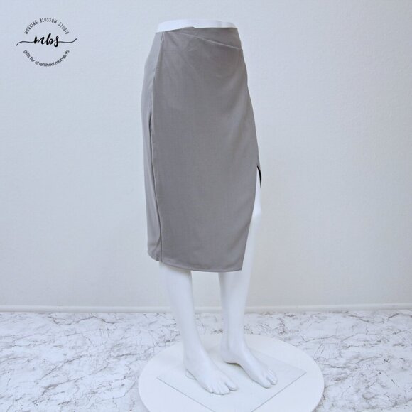 NWT Glamorous Split Wrap Midi Skirt Gray Women S - Picture 3 of 9